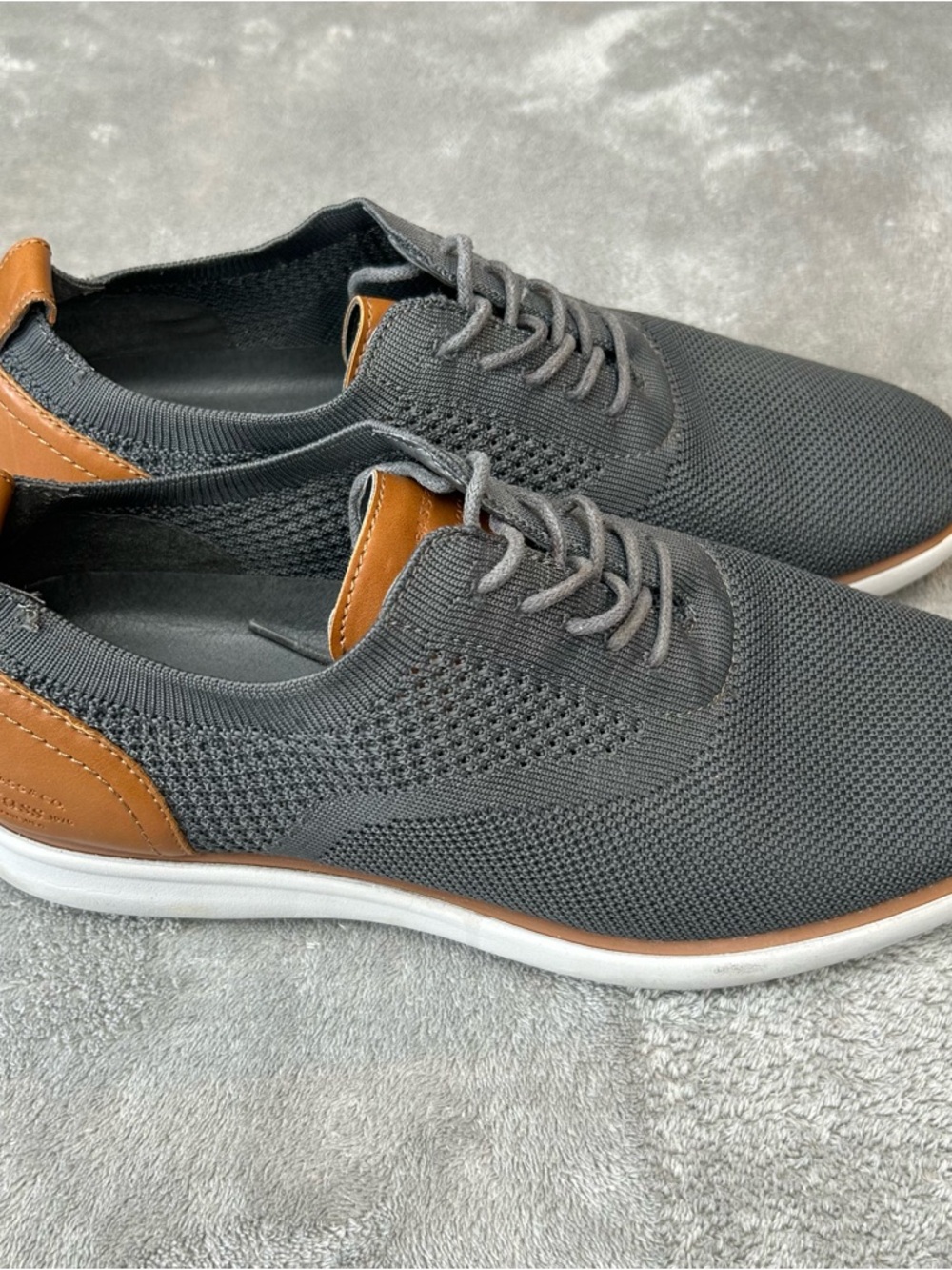 G.h. Bass & Co Mens Connor Knit Lace Up Gray Brown Oxford Dress Up Shoes Size 10